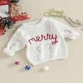 thumbnail image 3 of Baby Christmas Sweaters Long Sleeve Candy Cane Embroidery Pullovers, 3 of 9