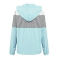 thumbnail image 4 of Women Lightweight Long Sleeve Hooded Jacket Color Block Waterproof Casual Utility Outwear, 4 of 8
