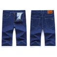 thumbnail image 3 of Pantalones cortos vaqueros de negocios para hombre, de talla grande 42, 44 y 46, de moda, informales, ajustados, azules, de marca, para verano, 3 of 5
