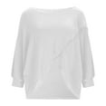 thumbnail image 4 of Ounisa Women's Off The Shoulder Tops Sexy Long Sleeve Shirts Oversized Fashion Casual Batwing Sweaters Pullover Tunic Tops, 4 of 6