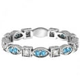 thumbnail image 3 of Aquamarine and Diamond Eternity Anniversary Ring Band 14k White Gold, 3 of 3