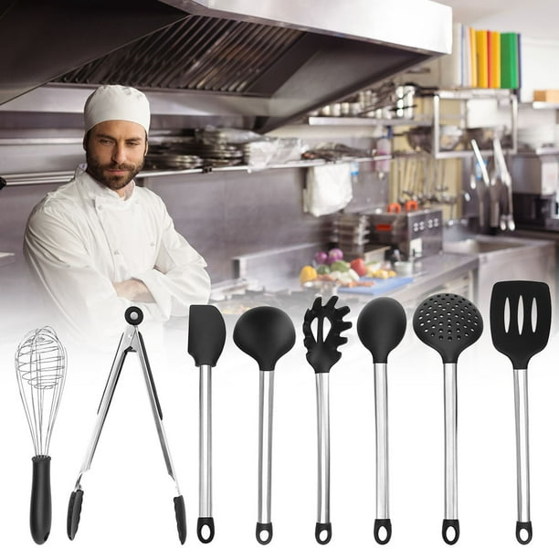 LAFGUR 8pcs / set ustensiles de cuisine en silicone maison restaurant  outils de cuisine avec poignée en acier inoxydable, outil de cuisson,  ustensile de cuisine 