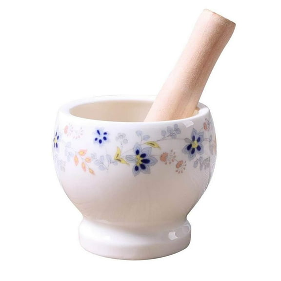 Ceramics Mortar and Pestle,Pill Crusher,Spice Grinder,Herb Bowl,P