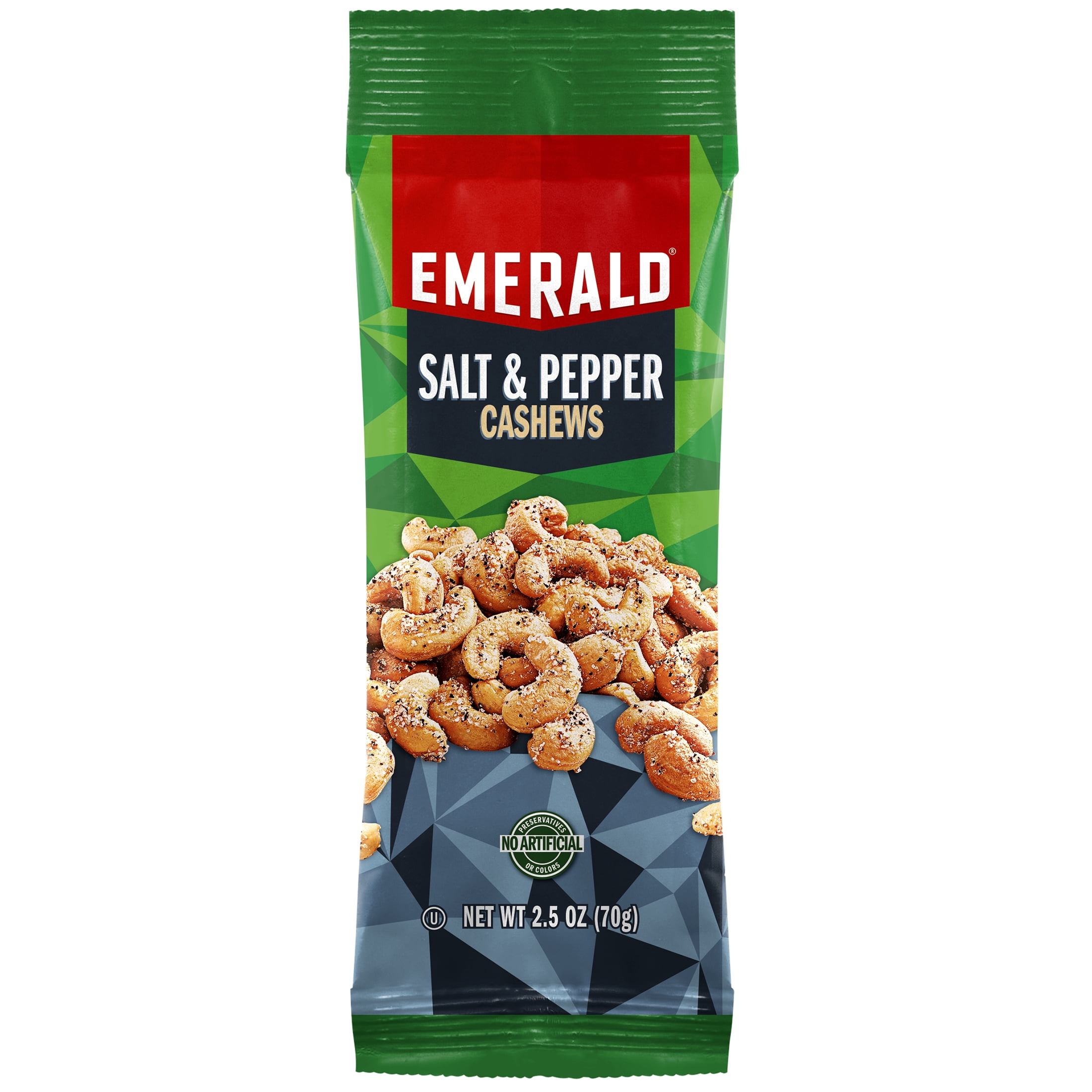 EMERALD NUTS Salt and Pepper Seasoned Cashews 8 Ct | 2.5 Oz Individual Snack Tubes