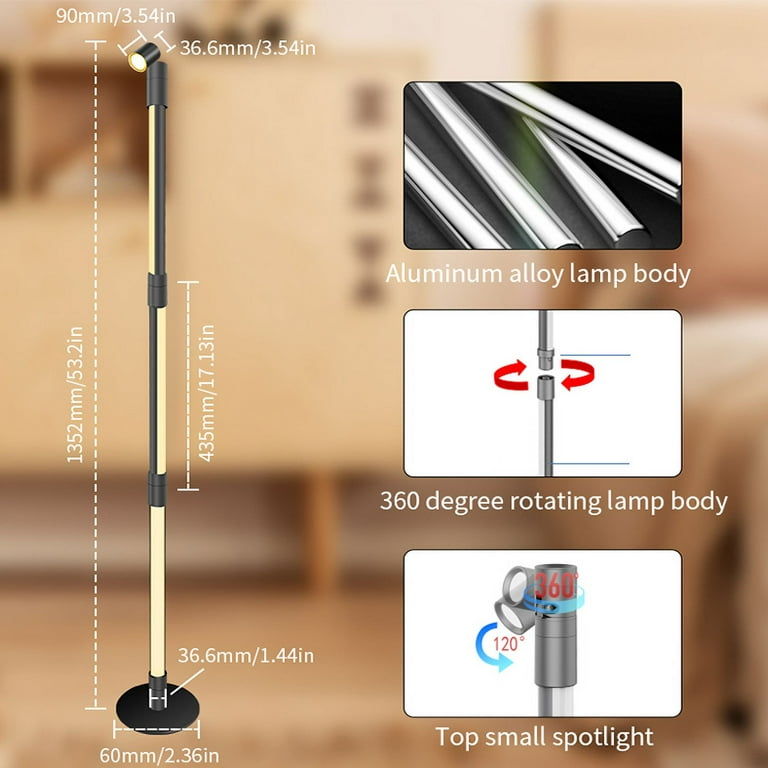 Lemohome Floor Lamp, New Bluetooth Rotatable RGB Warm White 3 Section w/ Remote APP Spotlight