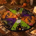 thumbnail image 7 of Halloween Round Elastic Fleece Tablecloth, Halloween Themed Printed, 1 Piece Circular Spooky Pattern Table Cover, for Halloween Party Indoor Outdoor Dining Decoration, 7 of 7