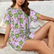 thumbnail image 4 of Fotbe Happy Frogs1 Conjunto de Pijama Estampado para Mujer, 2 Piezas, Ropa de Dormir con Camiseta de Manga Corta y Shorts Suaves-Medium, 4 of 6