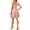 thumbnail image 3 of INSPIRE CHIC Women's Dress Bow One Shoulder Strapless A-Line Flared Party Dress with Pockets S Pink, 3 of 6