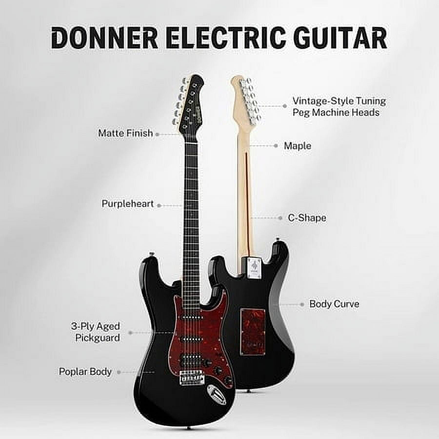 Donner 39 Inch Electric Guitar, ST Electronic Guitar for Beginner Intermediate, Red