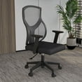 thumbnail image 3 of LeisureMod Office Chair Upholstered Cotton Ergonomic Computer Chair Mid-Back Mesh Task Chair Adjustable Lumbar Support Conference Chair with Swivel and Tilt Glen Series in Light Grey, 3 of 11