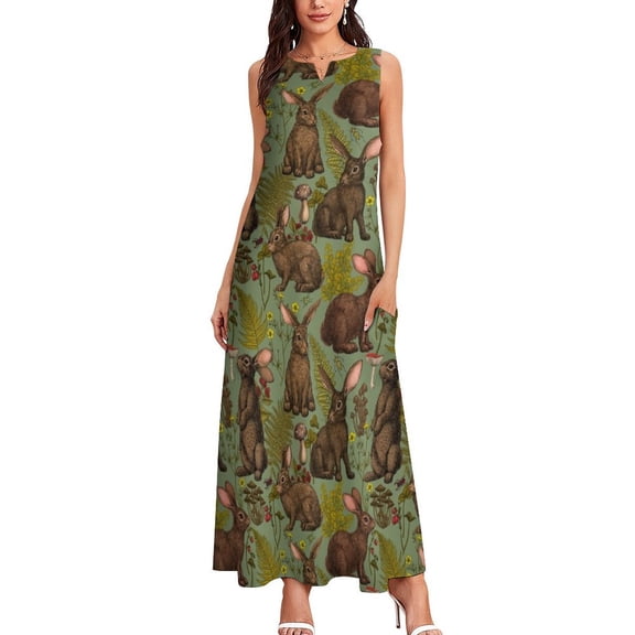 Rabbits and woodland flora Long Dress dress women elegant luxury Dress vintage dresses for special events
