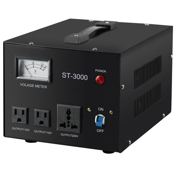 Regulador Convertidor de Voltaje YaeCCC ST-3000 110V/220V con Protección contra Disyuntores y Medido
