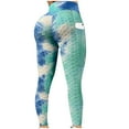 thumbnail image 2 of Women Workout Yoga Pants High Waist Stretch Leggings Tie Dye Yoga Pants Jacquard Yoga Pants Bubble Butt Lift Sport Pants, 2 of 5