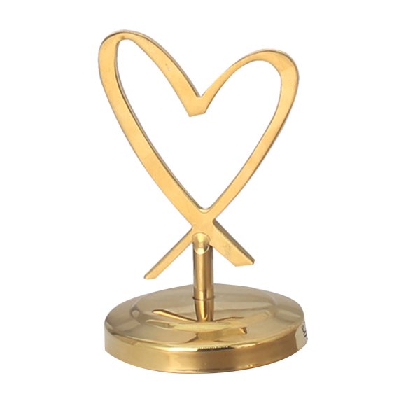 BRIGHTFUFU Soporte de tarjetas de menú de Metal en forma de corazón para escritorio, adorno decorativo (dorado), 1 ud.