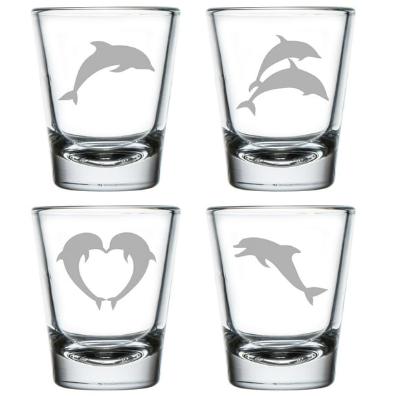 Set of 4 Shot Glasses 1.75oz Shot Glass Gift Dolphin Collection
