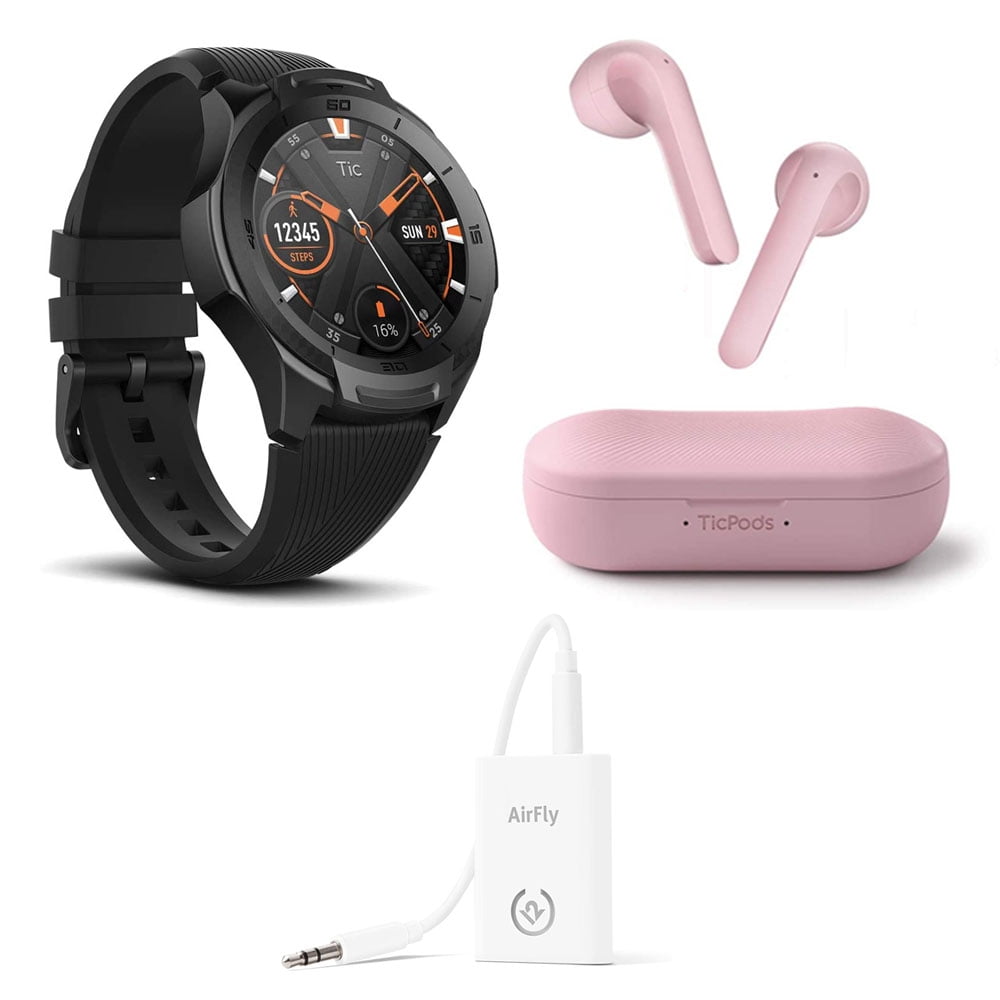 TicWatch Bundle With Ticwatch S2 Waterproof Smartwatch with Build-in GPS -  Black + TicPods 2 True Wireless Earbuds - Blossom + Twelve South AirFly -  Walmart.com