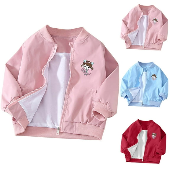 Piuwrlz Windproof Jacket Kids Girls Anorak Hooded Jackets Zipper for Girl Lightweight Trench Coat Wine Size 5 Years