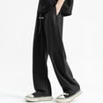 thumbnail image 4 of Puntoco Pantalones de trabajo con bolsillos de color liso para hombre Pantalones casuales de pierna recta, 4 of 5