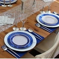 thumbnail image 2 of Elegant Disposable Plates For Party - (10 Piece) Heavy Duty Disposable Dessert Set 7.5”, Fine Dining Plastic Dishes For Elegant China Look, Great Upscale Parties, Wedding, Events & Servings, Blue, 2 of 5