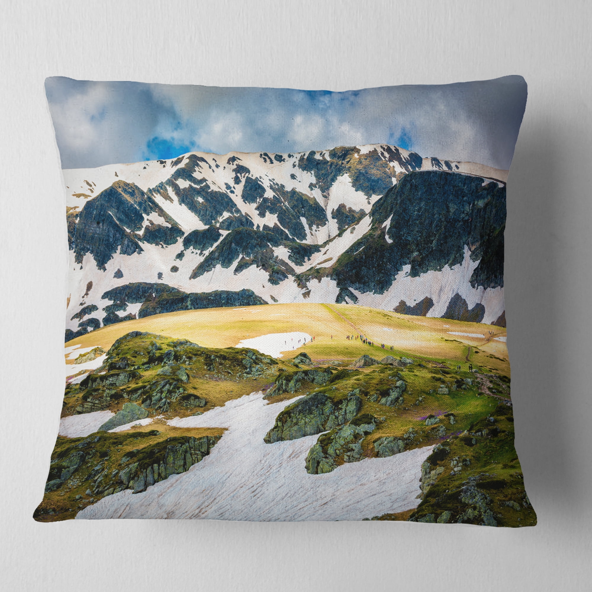Designart Rila lakes and Mountains in Bulgaria - Landscape Printed Throw Pillow - 18x18