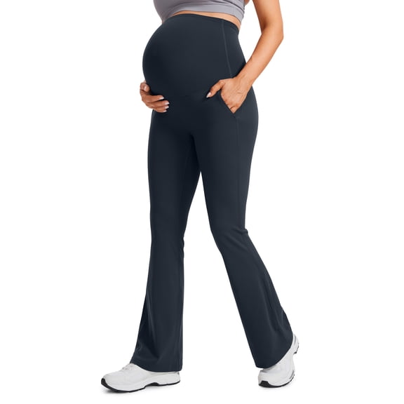 CRZ YOGA Women Butterluxe Maternity Flare Leggings with Pockets 31 Inches Pants