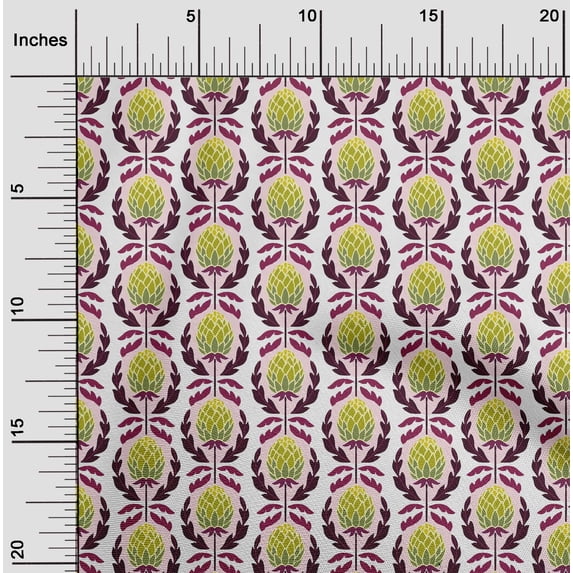 oneOone Cotton Jersey Lime Green Fabric Leaves & Floral Block Sewing Fabric By The Yard Print Diy Cloth Sewing Supplies 58 Inches Wide