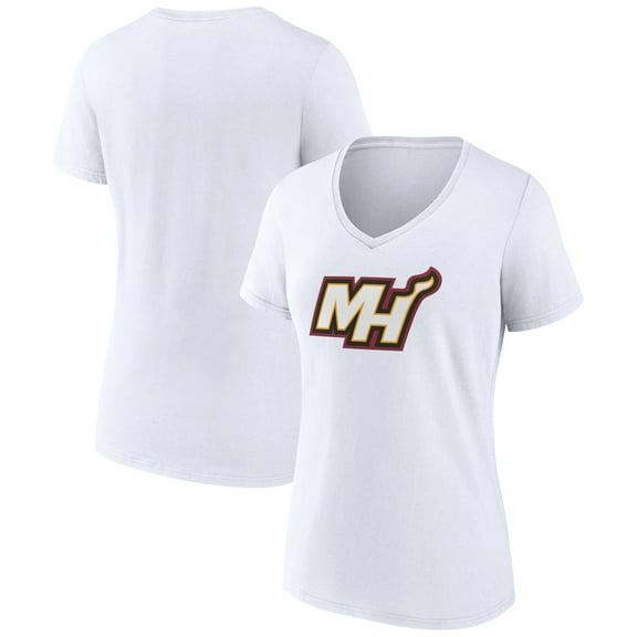 Women's White Miami Heat Alternate Logo V-Neck T-Shirt