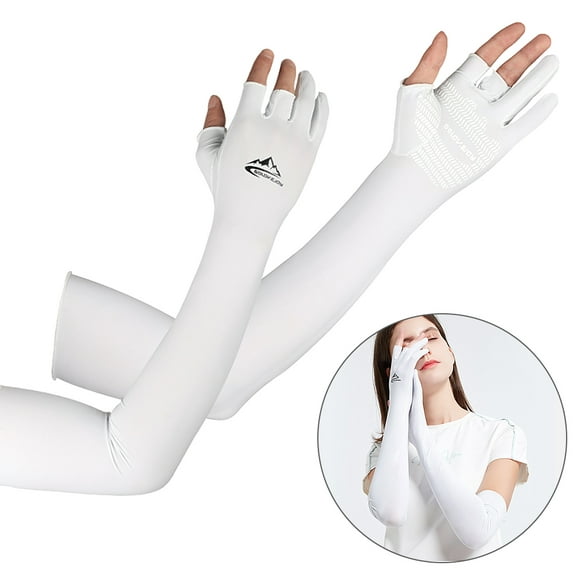 Cooling Arm Sleeves with Ergonomic Fingers Men Women UV Sun Protection Long Arms Sleeves Cover for Cycling Driving Running Golfing Football Basketball