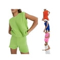 thumbnail image 6 of KOMOO Women Knit Sets Outfits Loose Sleeveless Round Neck Knit Tank Top and ShortsTwo Piece Set, 6 of 7