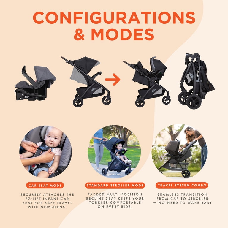 MUV Tango Pro Stroller Travel System with Ally 35 Infant Car Seat - Uptown Brown