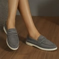 thumbnail image 6 of OWUUcdse Women's Comfort Shoes, Slip-on Casual Soft Sole Comfortable Fall Loafers Gray Size 9.5, 6 of 9