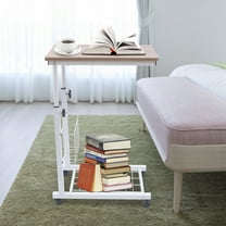 Adjustable C-Shaped Side Table with Wheels, 3-Tier Rolling Laptop Desk ...
