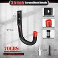 thumbnail image 4 of 10 Pack Garage Hooks Heavy Duty  15" & 3.5" Kayak Storage With Eva Pads 100lbs Capacity Large For Hanging Bikes Folding Chairs And Ladders, 4 of 6