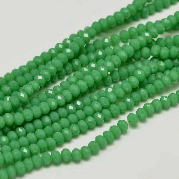 10strands Faceted Rondelle Glass Beads Strands Green 3.5x2.5~3mm Hole: 0.8mm about 125~128pcs/strand 13.7~14.1 inch(35~36cm)