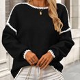 thumbnail image 3 of Womens Oversized Sweaters Fall Fashion Clothes Trendy Batwing Sleeve Colorblock Striped Knit Pullover Sweater Tops, 3 of 5