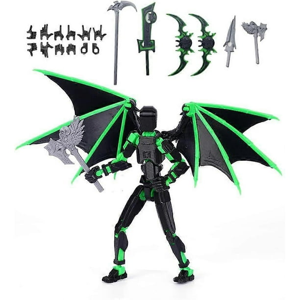 New Cool T13 Action Figure with Wings, Assembly Completed 13CM 3D Printed Titan 13 Action Figure Dummy 13 with 5 Weapons & 6 Hands Sets, Kids' Present