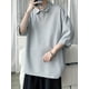 thumbnail image 2 of QUTETN Men's Solid Shirt, Casual Breathable Half Zipper Short Sleeve Tee Top For City Walk Street Hanging Outdoor Activities K-pop, 2 of 4