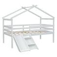 thumbnail image 4 of Aukfa Twin Low Loft Bed with Slide for Kids, Wood House Roof Bed Frame for Girls/Boys Bedroom, White, 4 of 8