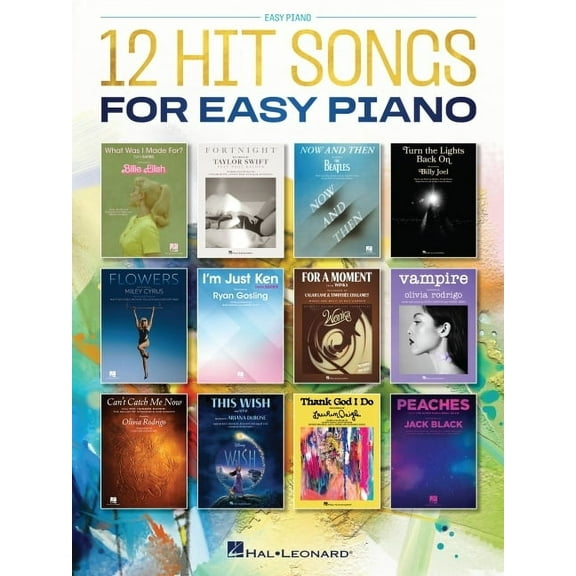 12 Hit Songs for Easy Piano - Songbook with Lyrics, (Paperback)