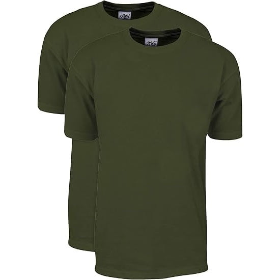 2 Pack Shaka Wear Men's Max Heavyweight Short Sleeve Crew Neck T-Shirt - Olive Green - Small