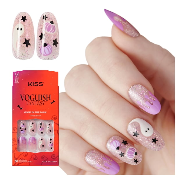 Uñas Postizas KISS Voguish Fantasy Halloween 'Misterio' Moradas