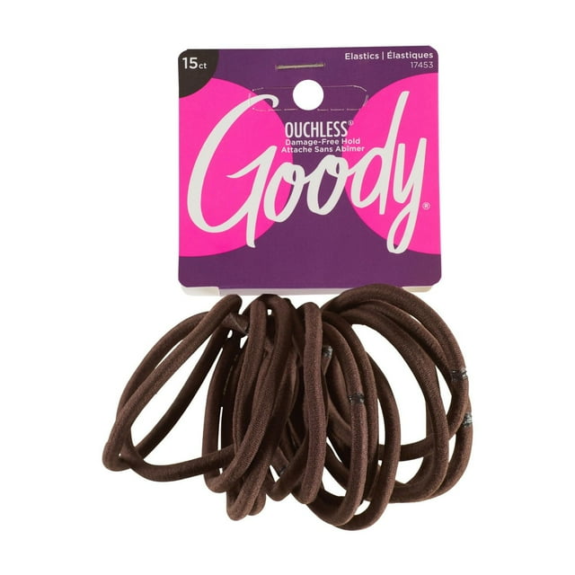 Goody Thick Hair Super Stretch Ouchless Elastics - Brown - 15Ct