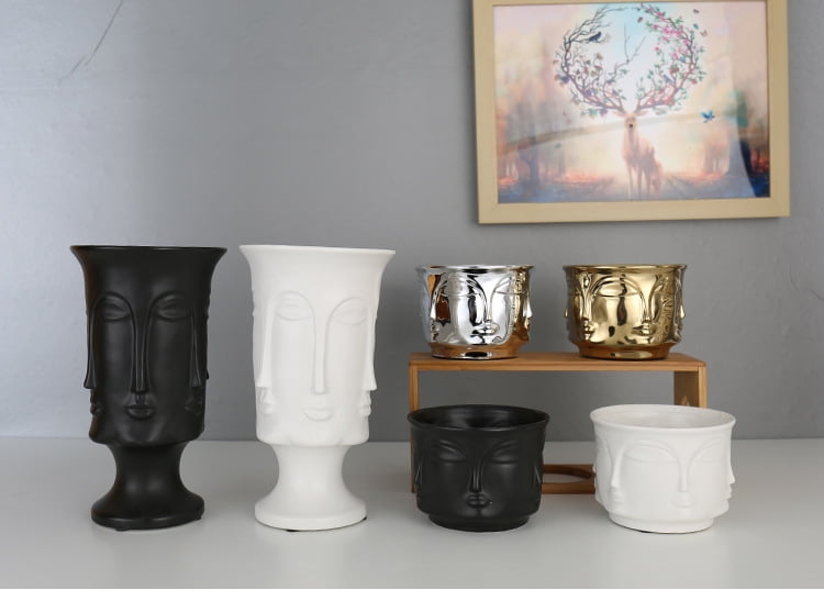 Creative Design Multi Face Planter Nordic Ceramic 3D Decoration Flower Pot S3B6 