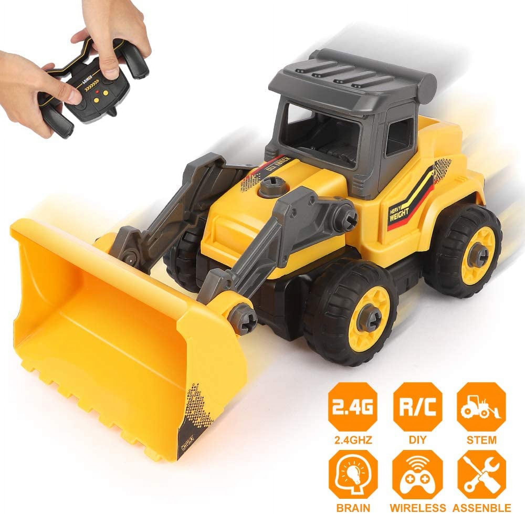 Construction Trucks for Boys - 2 in 1 RC Construction Vehicles - Take Apart Construction Toys - Remote Control Excavator and Bulldozer Toys for Boys, Gift for 3 4 5 6 7 Year Old Boy & Kid - image 3 of 8