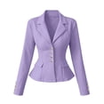 thumbnail image 6 of Chiccall Fitted Waist Long Sleeve Blazer Jacket for Women Solid Notched Collar Button Open Front Peplum Suit Coat with Pockets, 6 of 6