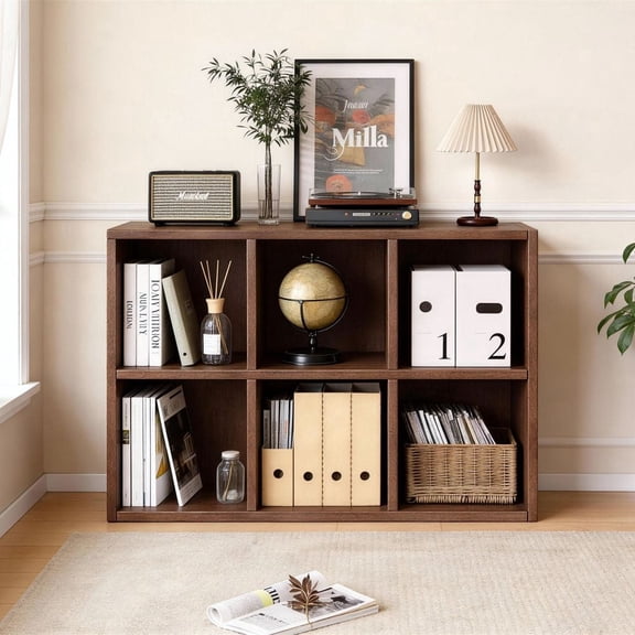 YINGYING 6 Cube Storage Organizer, Place Wooden Open Bookshelf Diaplay Cabinet for Living Room, Bedroom