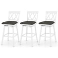 thumbnail image 1 of Costway 29" Bar Stool Wooden Chair Set of 3 with Contoured Backrest Swivel Padded Seat White, 1 of 10