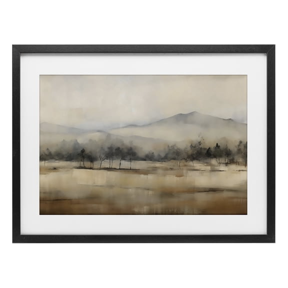 Stupell Industries Distant Tree Covered Mountain Black Framed Print Under Glass, design by Creative Studio, 14 x 20