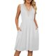 thumbnail image 1 of Vestido de cintura sin mangas con bolsillos y cuello en V para mujer, vestido de costura de encaje para primavera y verano, 1 of 6