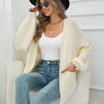thumbnail image 4 of SOMER Women's Cardigan Sweaters Lantern Sleeve Open Front Oversized Lightweight Chunky Outwear Long Sweaters with Pockets, 4 of 6
